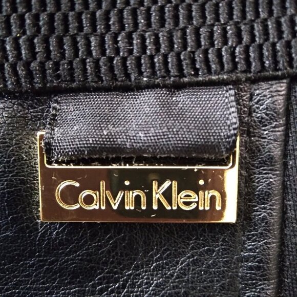 Black Leatherette&Jersey Cummerbund Elastic Waist Washable Pencil Skirt SzS - Picture 2 of 9